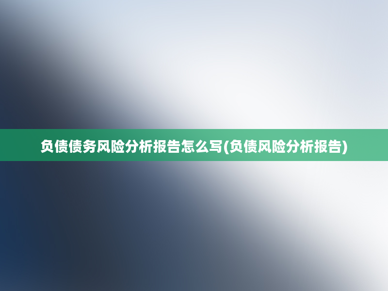 负债债务风险分析报告怎么写(负债风险分析报告)