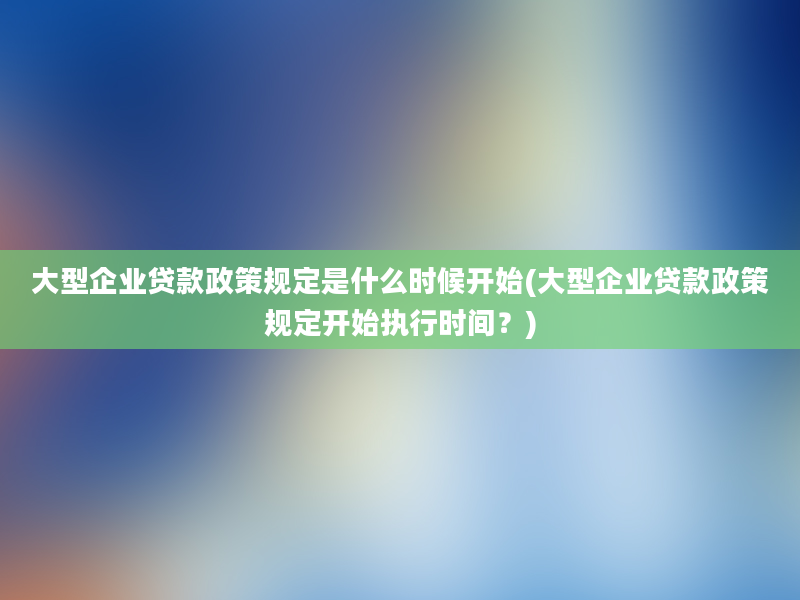 大型企业贷款政策规定是什么时候开始(大型企业贷款政策规定开始执行时间？)