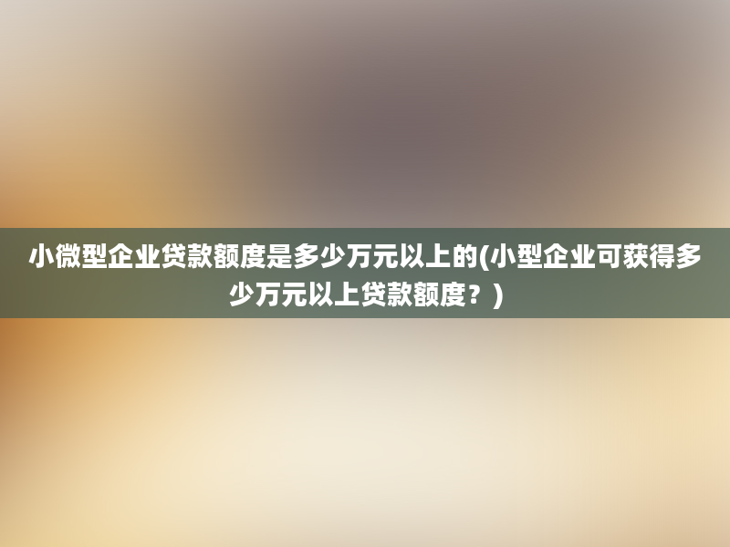 小微型企业贷款额度是多少万元以上的(小型企业可获得多少万元以上贷款额度？)