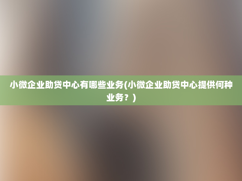 小微企业助贷中心有哪些业务(小微企业助贷中心提供何种业务？)