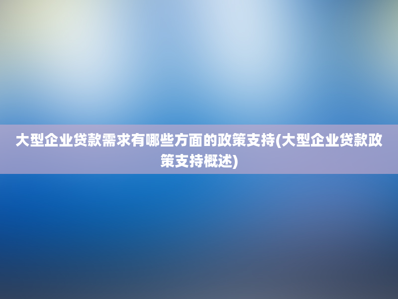 大型企业贷款需求有哪些方面的政策支持(大型企业贷款政策支持概述)