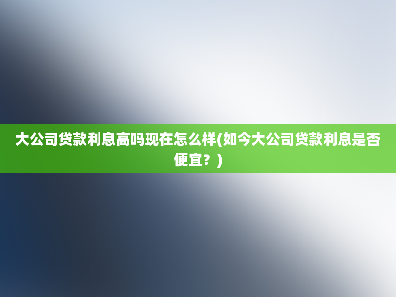 大公司贷款利息高吗现在怎么样(如今大公司贷款利息是否便宜？)