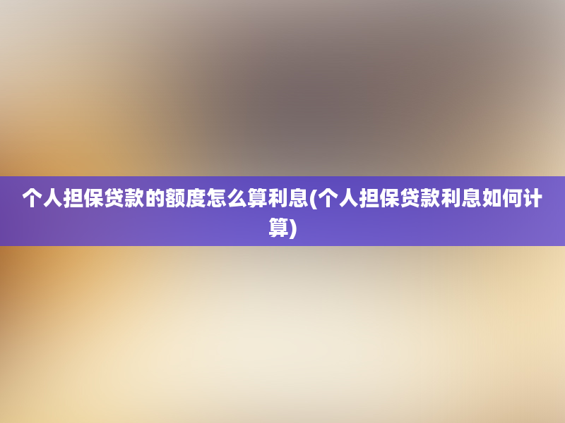 个人担保贷款的额度怎么算利息(个人担保贷款利息如何计算)